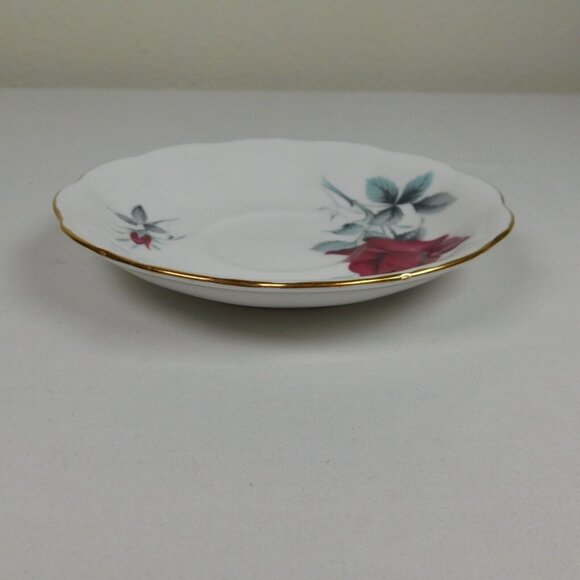 Royal Albert Sweet Romance Saucer ONLY Bone China Red Rose Gold Rim Replacement - Picture 4 of 7